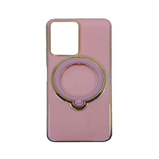 Capa de Silicone Dura com Anel de Suporte para Xiaomi Redmi 12 5g Rosa